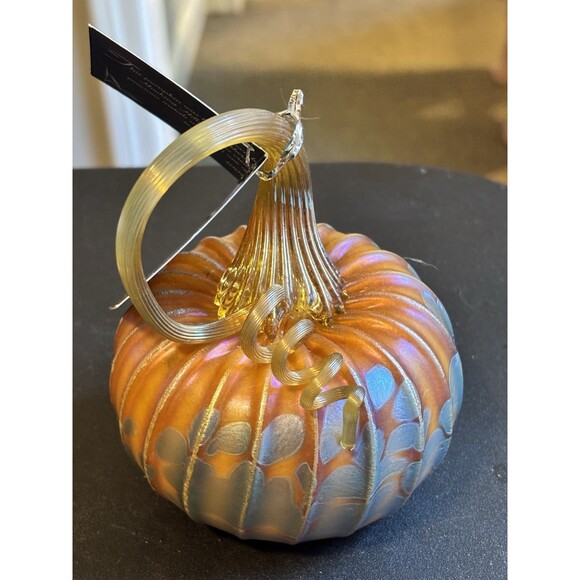 Jack Pine Hand Blown Glass Pumpkin Artisan Crafted Glass Pumpkin Unique Glass - Picture 7 of 12